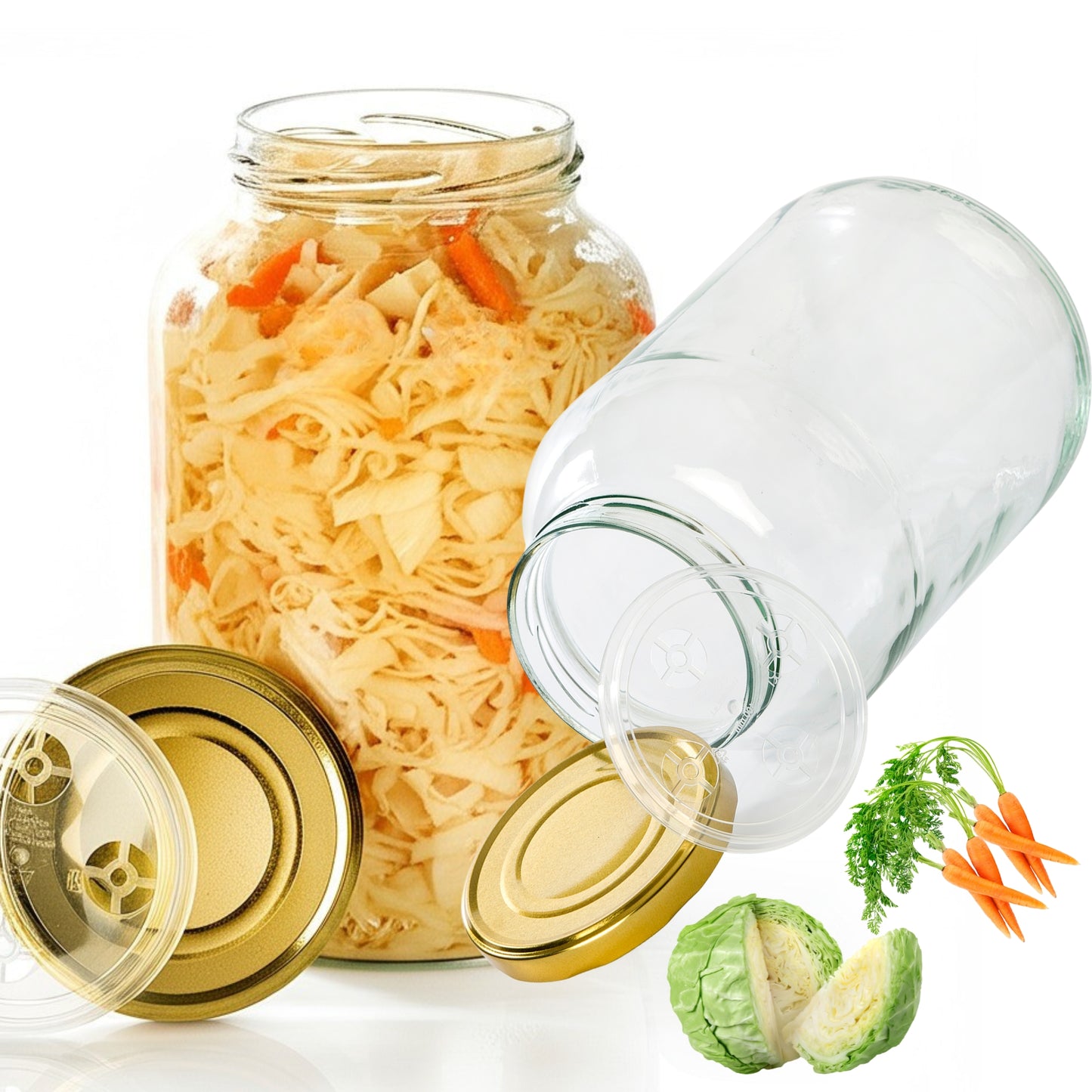 Tarro de Cristal Grande, Para Fermentación Vegetal