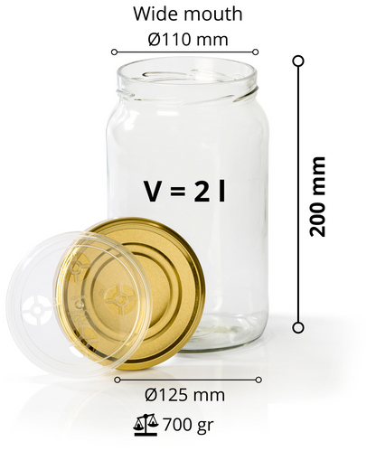 GROSSE GLASGLASGEFÄSSER (2 Liter) FÜR KONSERVEN, EINGELÖSENE UND GÄRUNGEN 